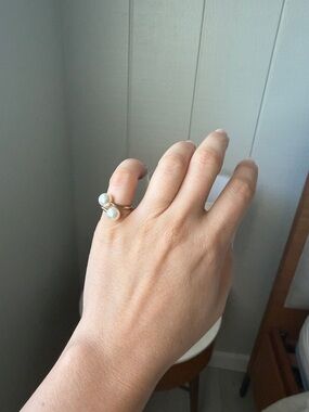 Elegant Gold Pearl Open Ring - Women Jewelry